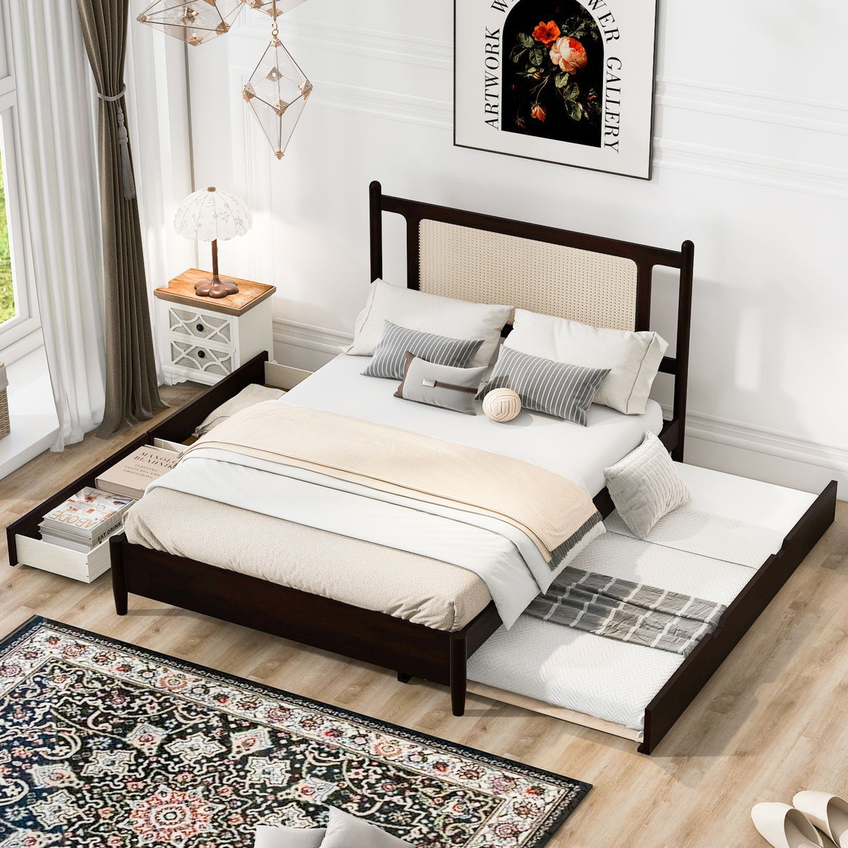 Platform Bed With 2 Big Drawers & Trundle