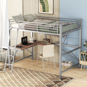 Loft Bed With Desk And Shelf, Modern Design