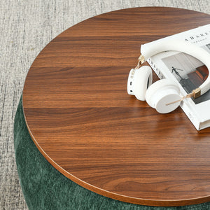 Round Storage Ottoman, 2 In 1 Function, End Table And Ottoman