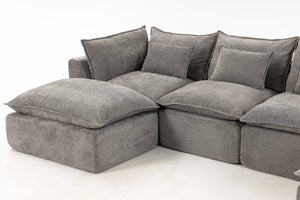 129.8" Width Modular Sectional Sofa with 2 Ottomans