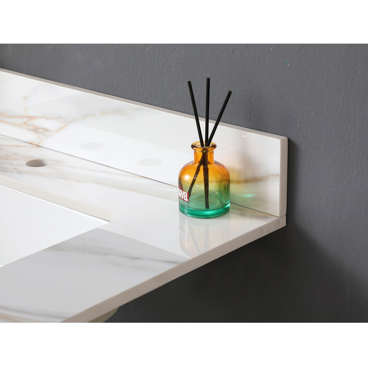 Elegant Vanity Top With Undermount Sink And Backsplash, Sintered Stone