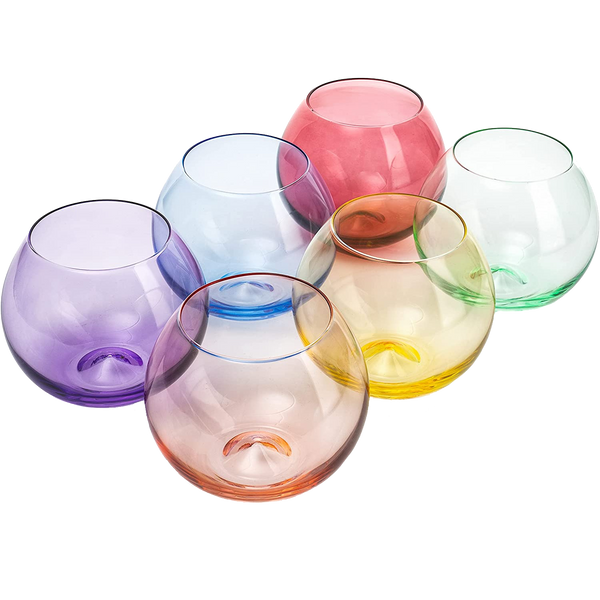 Wine Glass Set, Large 12oz Bubble Glasses Set of 6, Unique Italian Style Tall for White & Red Wine