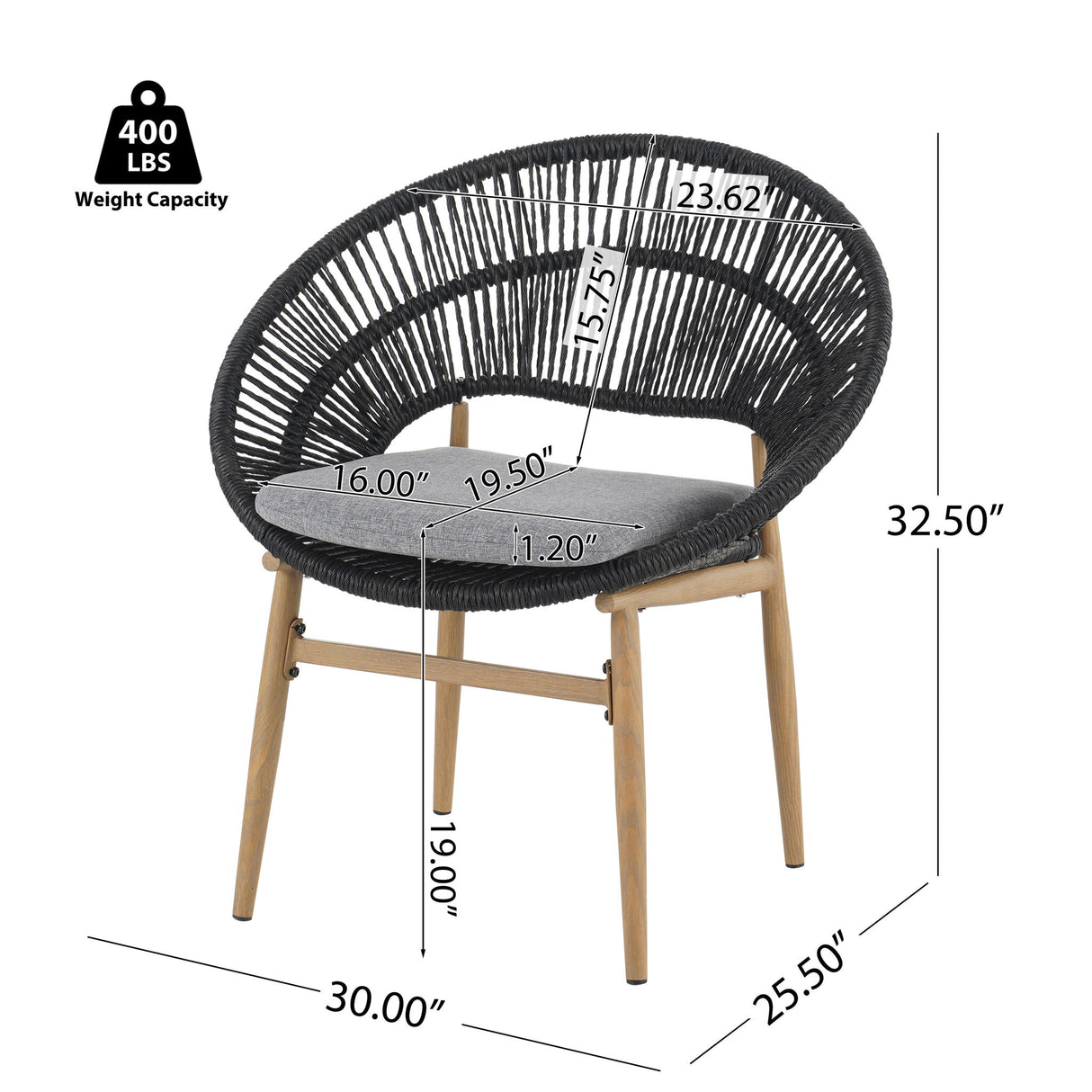 Cyril - Outdoor Papasan Style Dining Chair (Set of 2)