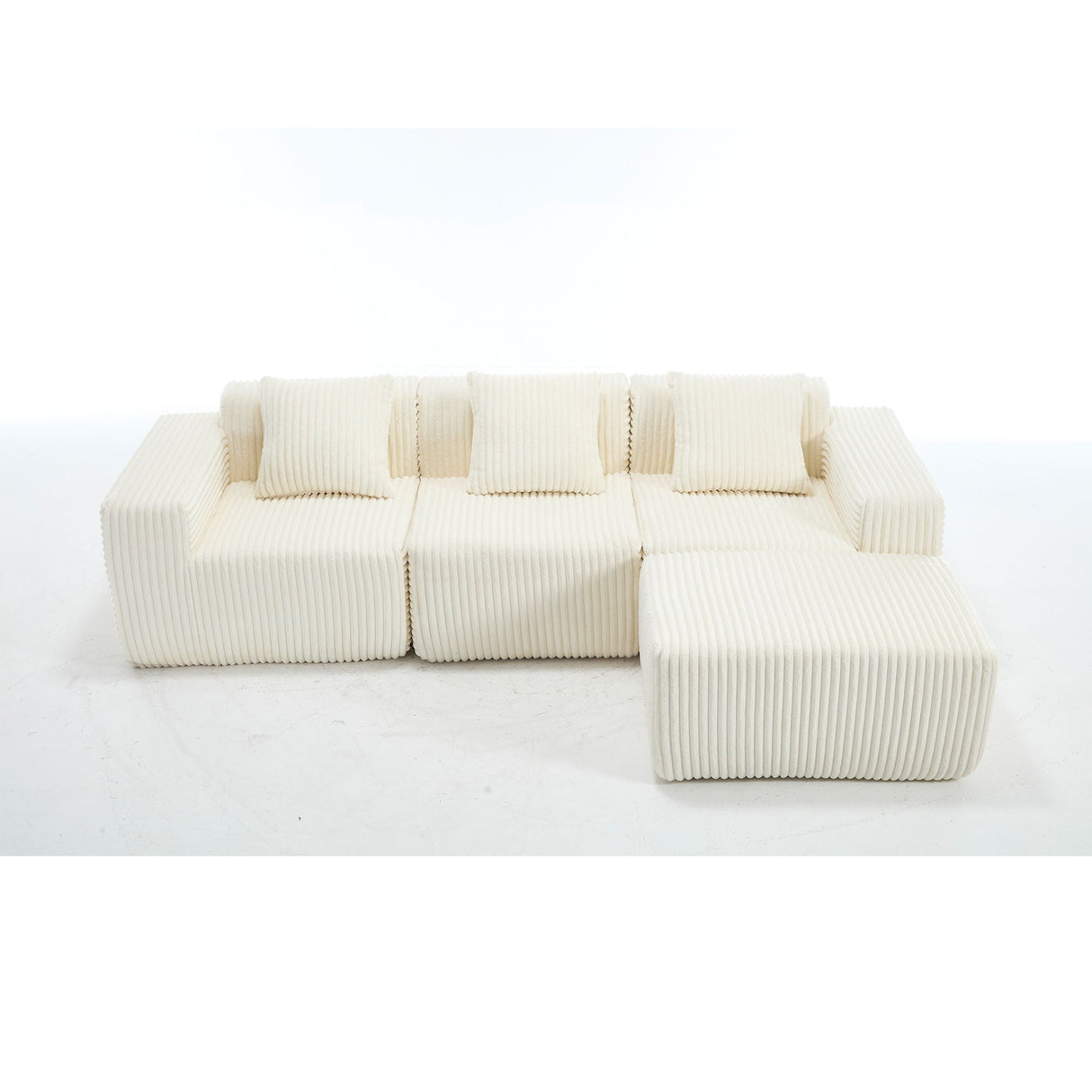 L-Shape Modern Minimalist Modular Sectional Sofa with Deep Seats