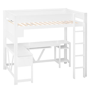 Gaming Loft Bed With Desk, Storage Shelves, LED And Charging Station