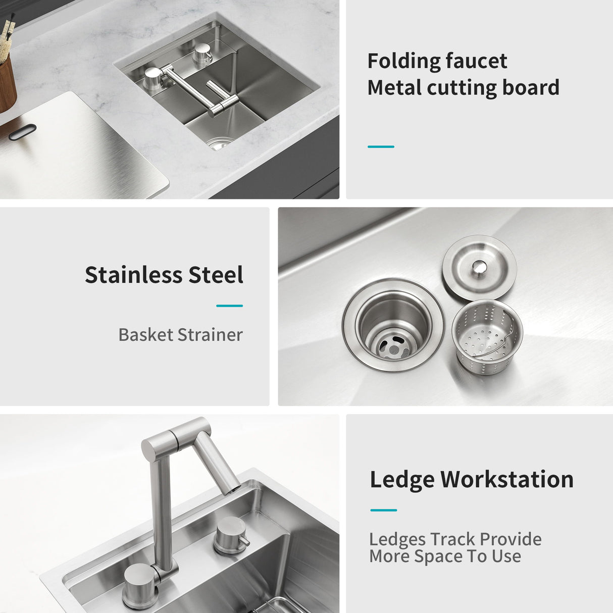 Modern Undermount Bar Sink With Folding Faucet