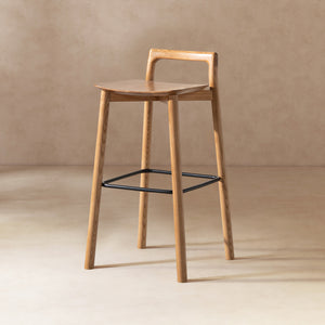 Sven 30" Modern Minimalist Low Back Wood Barstool
