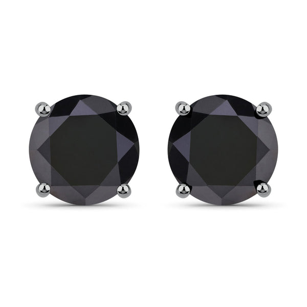 4.91 Carat Genuine Black Diamond 14K White Gold Earrings