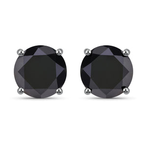 3.48 Carat Genuine Black Diamond 14K White Gold Earrings