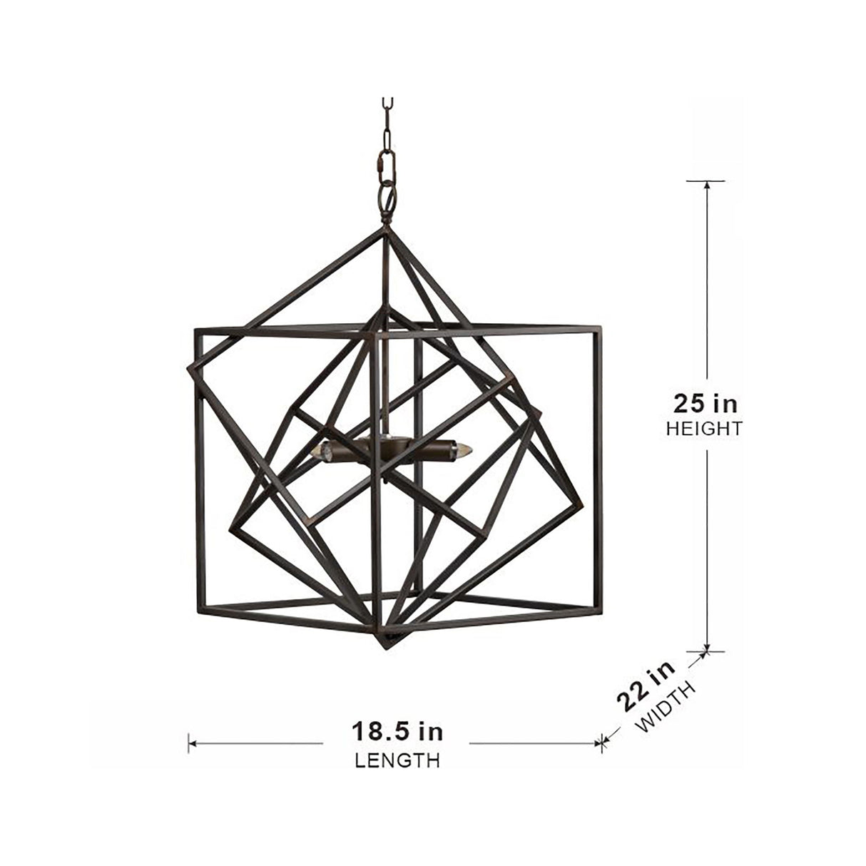 3 Light Metal Chandelier, Hanging Light Fixture With Adjustable Chain For Kitchen, Bulb Not Included - Black