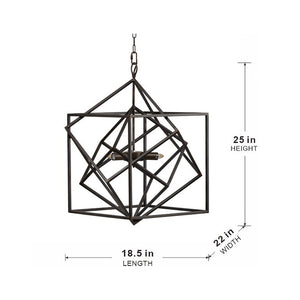 3 Light Metal Chandelier, Hanging Light Fixture With Adjustable Chain For Kitchen, Bulb Not Included - Black