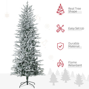 HOMCOM 7.5ft Tall Prelit Artificial Christmas Tree