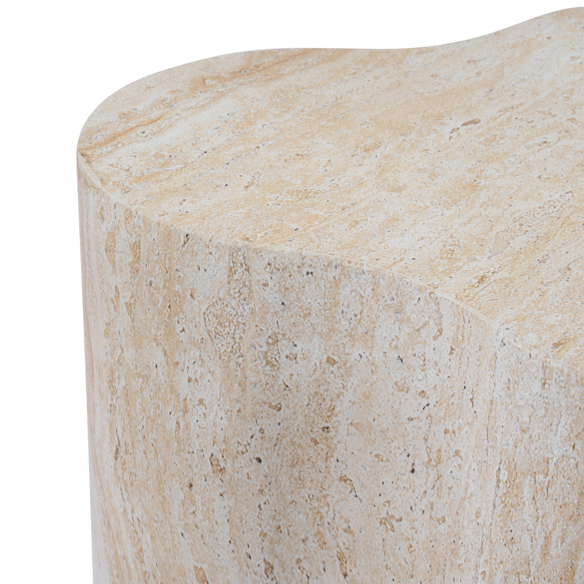 Organic Travertine-Look MGO Outdoor/Indoor Side Table
