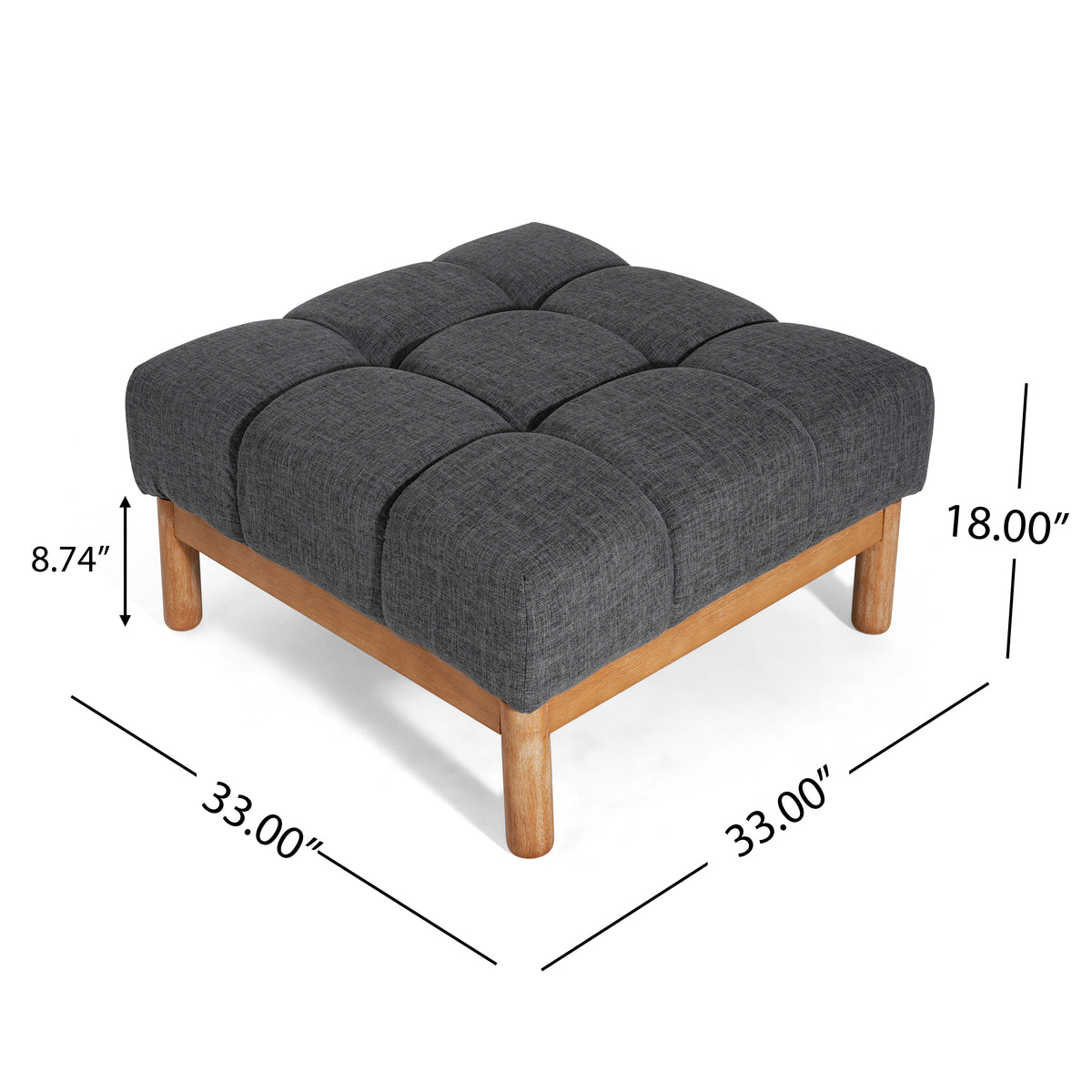 Modern Upholstered Deep Biscuit-style Tufted Ottoman