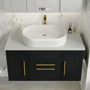 39.4 in Modern Floating Bathroom Vanity with Ceramic Sink