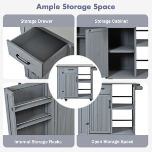 Outdoor Kitchen Island Prep Station With Lockable Wheels, Ample Storage, Towel & Spice Racks