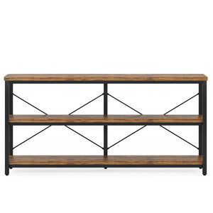Console Table With 3-Tier Storage Shelves Finish, Slim Narrow Design