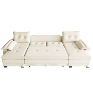 U-Shaped Sleeper Sofa With Pull Out Bed, Removable Armrests & USB Ports For Living Room