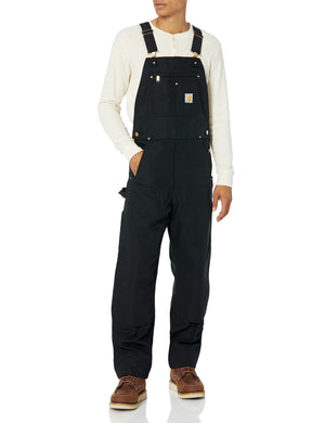 Carhartt Men's Black Insulated Work Bib Overalls - X Large