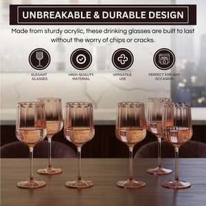 Khen Acrylic Lucia Stemmed Goblets - Set of 6 |14oz | Pink