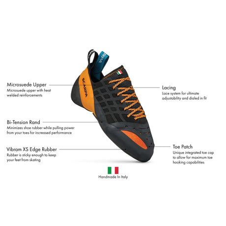 SCARPA Instinct Lace Rock Climbing Shoes - Black/Orange
