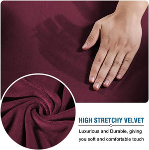 Floral Pattern Velvet Stretch Slipcover - Comes in 3 Sizes & 4 Colors!