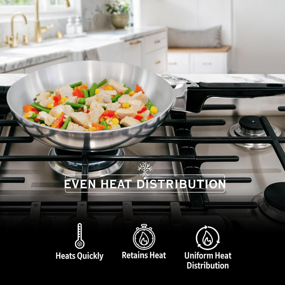 13-Inch Chef Skillet – Quick & Even Heat Distribution – Lightweight Cast Aluminum Frying Pan