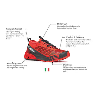 SCARPA Women's Ribelle Run Trail Running Shoes - Bright Red/Black