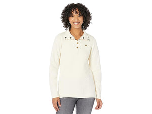LLBean Women's Cream Quilted Sweatshirt Mock Neck Tunic