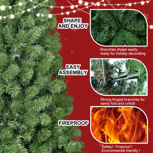 6ft Christmas Tree with Memory Wire, 760 Tips Hinged Artificial PVC Tree, Easy Setup