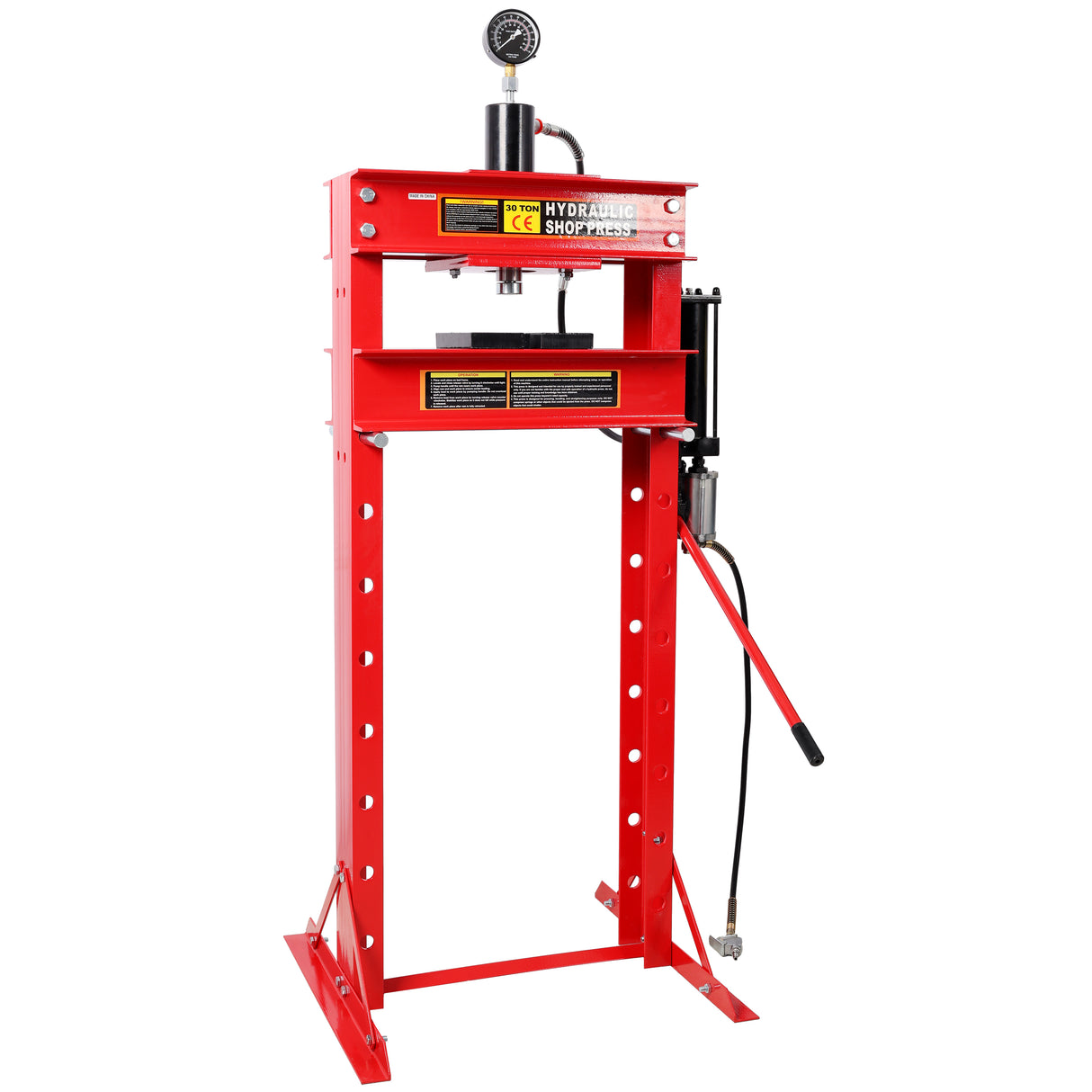 30 Ton Air Hydraulic Shop Press With Gauge, Adjustable H-Frame