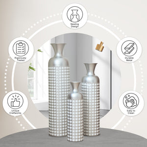 3 Pack Semi-Handcrafted Gold Metal Vase Collection