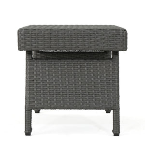 Outdoor Wicker Table With Rectangular Tabletop - Gray