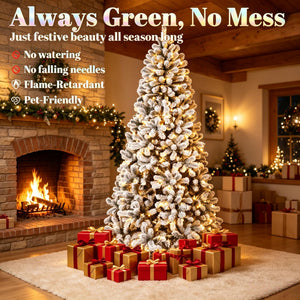 7.5 ft Pre-Lit Flocked Fraser Fir Artificial Christmas Tree