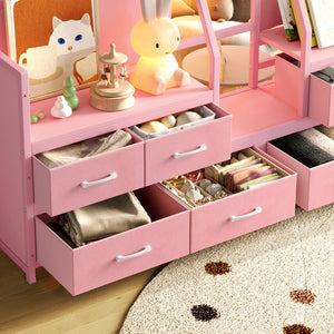 Twin Low Loft Bed with Multi-Storage Spaces
