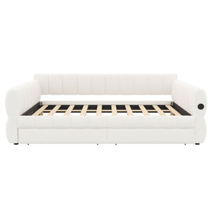 Upholstered Platform Bed With USB Charging And 2 Storage Drawers