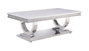 Zander - Printed Faux Marble Top & Mirrored Table - Marble - Best Buy Furniture