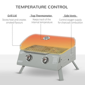 Outsunny 2 Burner Propane Gas Grill Outdoor Portable Tabletop BBQ