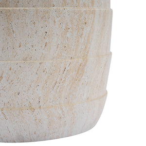 Modern Cylindrical Travertine-Look MGO Outdoor Side Table