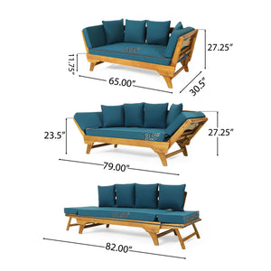 Outdoor Acacia Wood Expandable Daybed With Cushions - Best Buy Furniture
