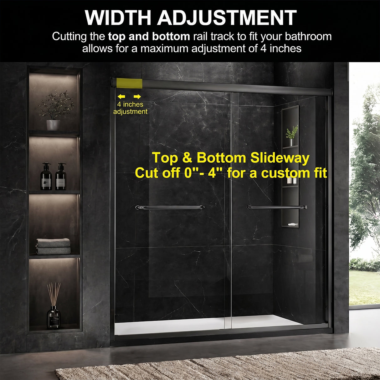 60" W x 74" H Door Sliding Frameless Shower Door with 6mm Tempered Glass LYM-02 Mat
