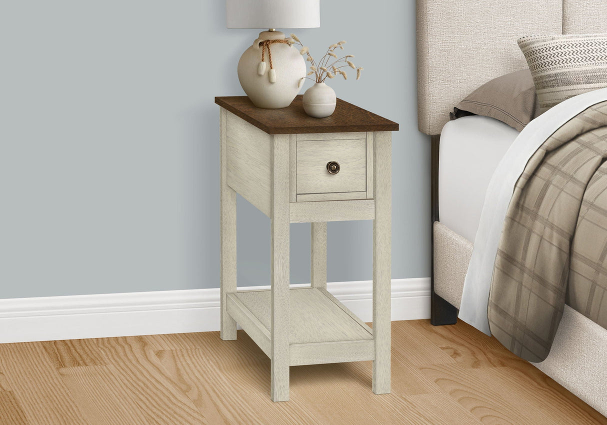Accent End Table, 2 Tier, Narrow, Lamp, Storage Drawer, Charming Design - Best Buy Furniture