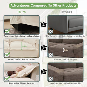 Slipcovered L Shape Sectional Long Sofa Couch - 4 Seater