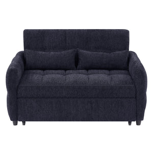 Loveseat Sofa Pull-Out Bed With Adjustable Backrest, 3 USB Ports And 2 Lumbar Pillows For Living Room