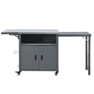 Foldable Outdoor Prep Station BBQ Cart With Trash Rack