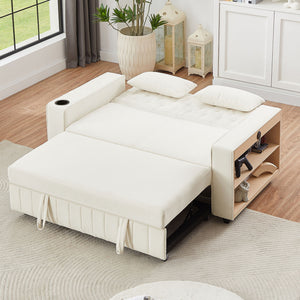 Pull-Out Sofa Bed Convertible Couch With Adjustable Backrest For Living Room