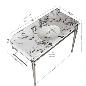 VICI 48" Bathroom Console Sink, Undermount Ceramic Vanity Basin & Panda