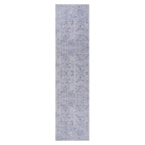 Maval - 2'6'' X 10' Washable Runner Rug - Blue / Cream