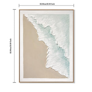 24x32 Framed Ocean Wave Wall Art Set with 3D Plaster Texture - Aqua