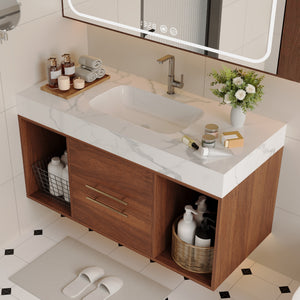 39.4" Floating Bathroom Vanity with Ceramic Sink